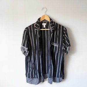 DKNY Casual Striped Short Sleeve Button Down